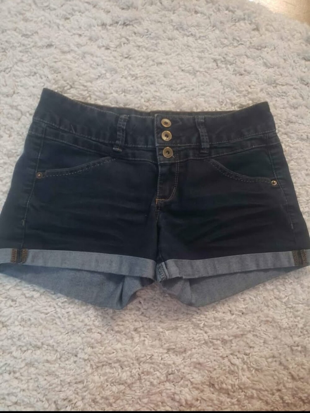 Dynamite Dark Blue Cuffed Denim Shorts